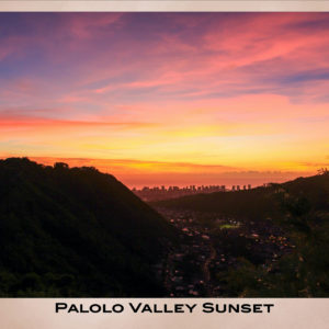 Palolo Valley sunset gift card, front.